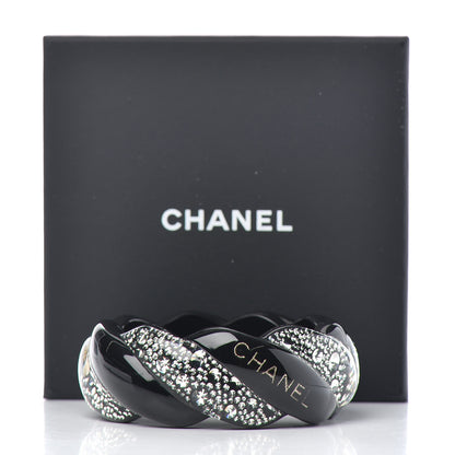 Chanel Resin Crystal CC Cuff Bracelet Black 5 of 5