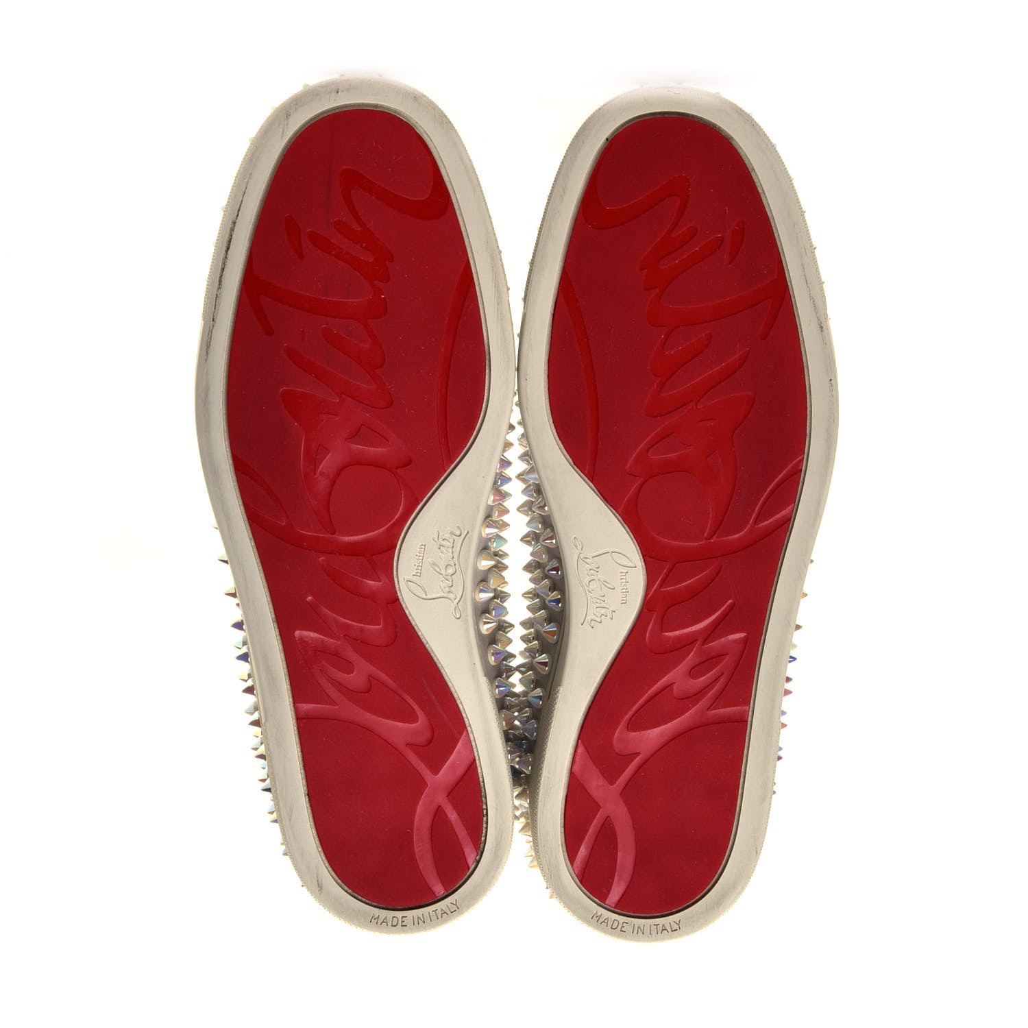 Christian Louboutin Calfskin Spikes Womens Roller Boat Flat 38.5 White Ivory 6 of 10