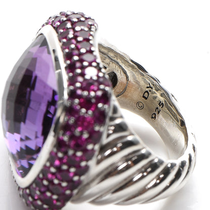 David Yurman Sterling Silver Amethyst Pink Sapphire 18mm Waverly Ring 49 5 5 of 5