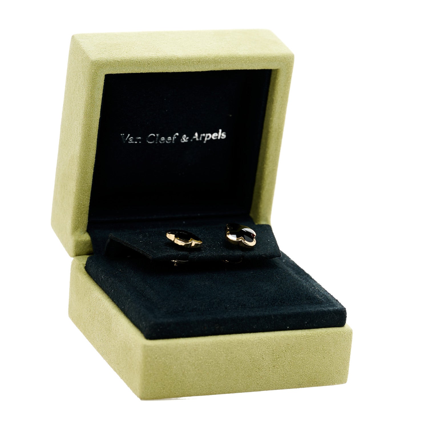 Van Cleef & Arpels 18K Yellow Gold Onyx Pure Alhambra Earrings 5 of 5
