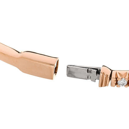 Tiffany 18K Rose Gold Diamond Metro Hinged Bangle Bracelet 3 of 5