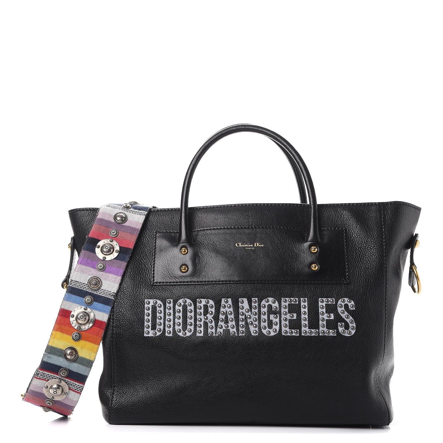 Christian Dior Goatskin DIORANGELES Tote Black 1 of 9