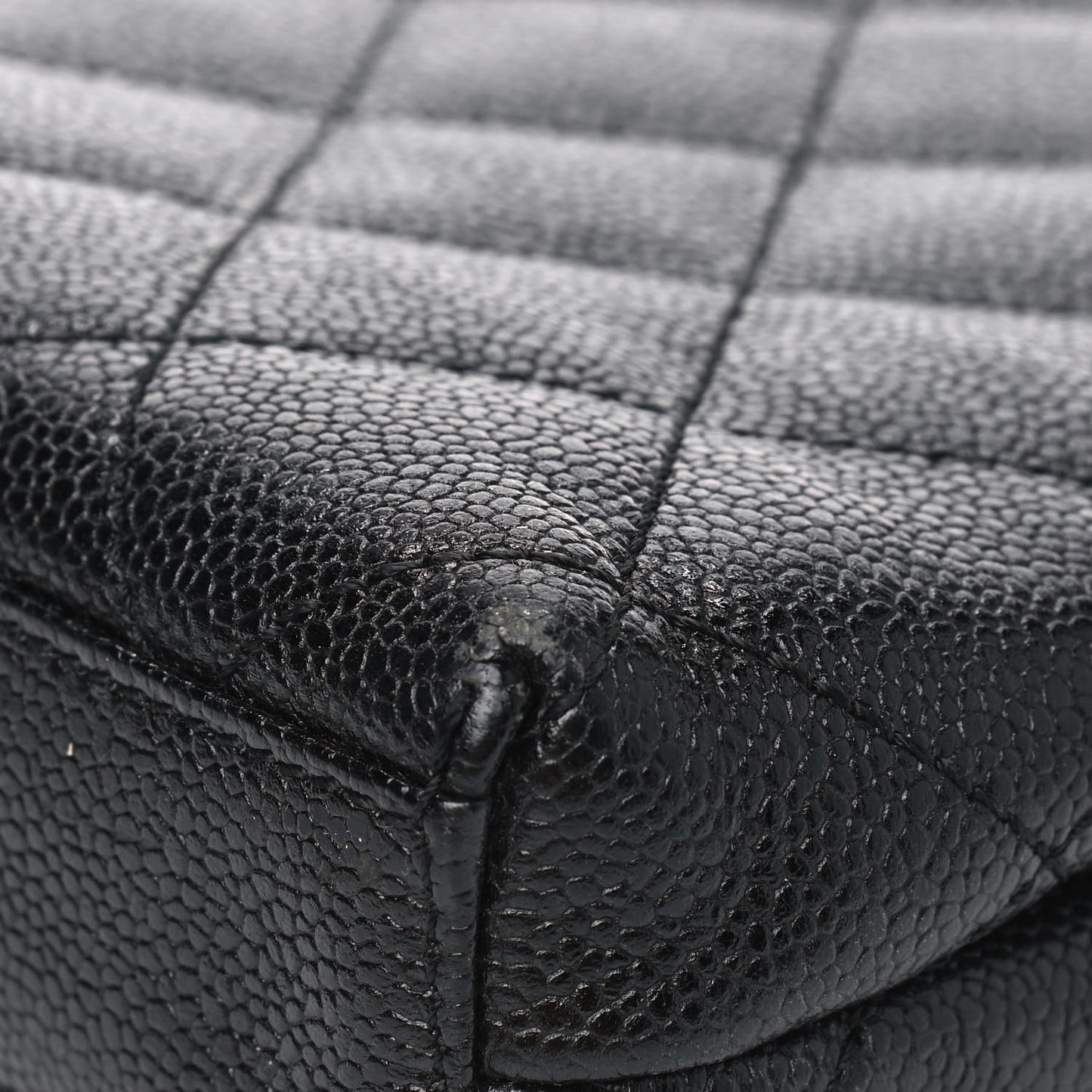 Caviar Quilted Flap Clutch Black