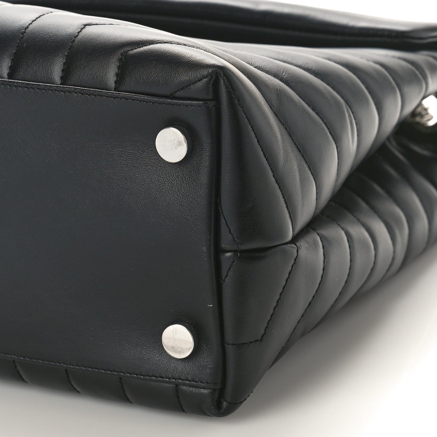 Calfskin Y Quilted Monogram Large Loulou Chain Satchel Black