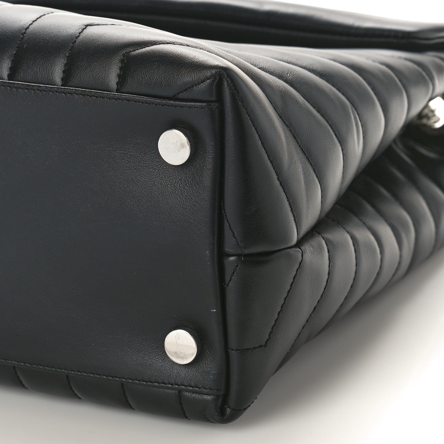 Saint Laurent Calfskin Y Quilted Monogram Large Loulou Chain Satchel Black 9 of 9