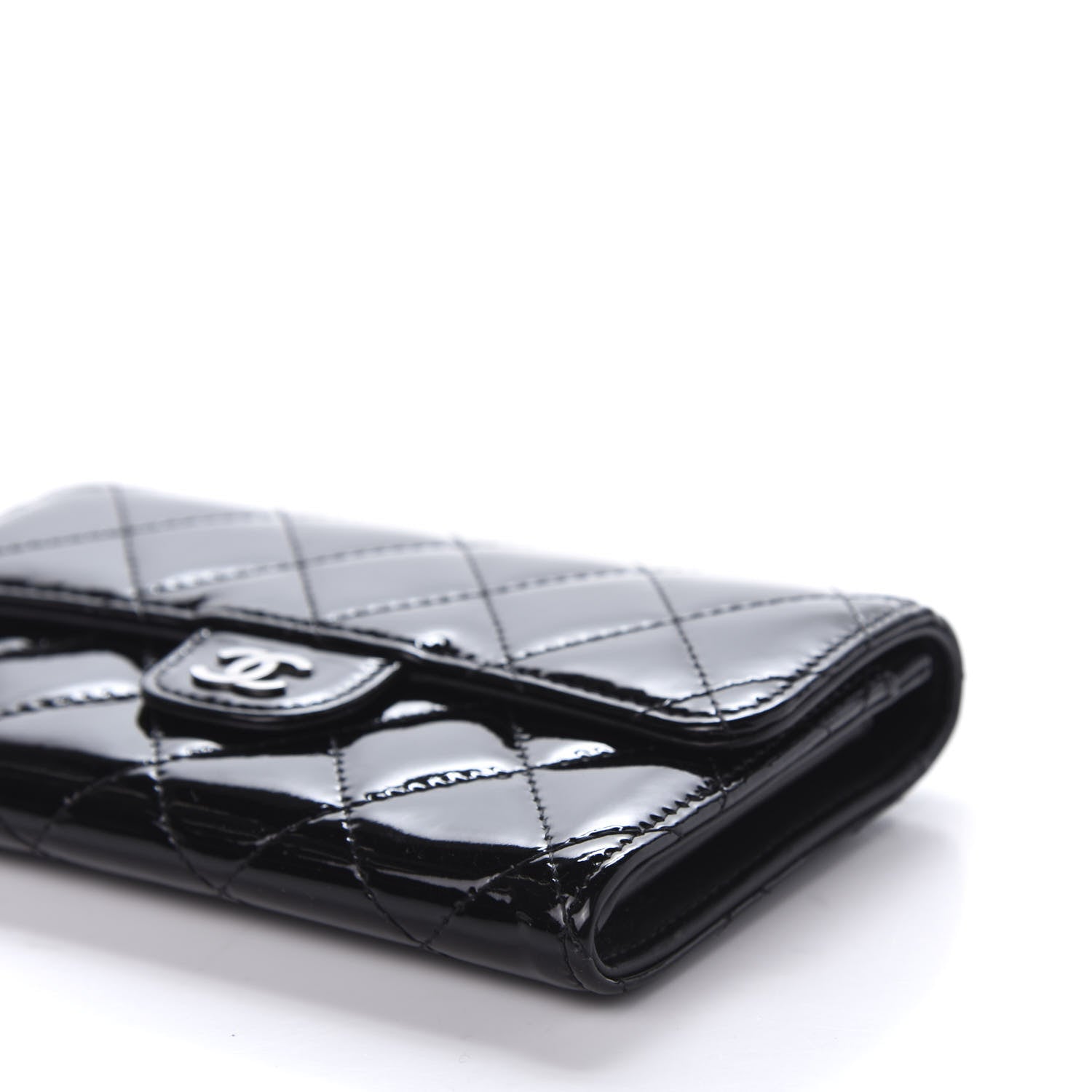 Chanel Patent Quilted Small Flap Wallet Black 7 of 11