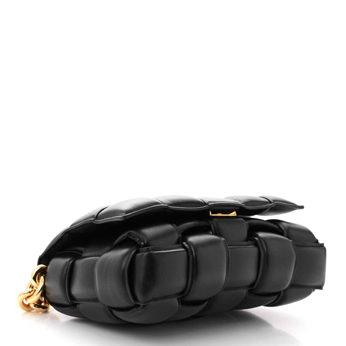 Lambskin Maxi Intreccio Padded Chain Cassette Crossbody Bag Black