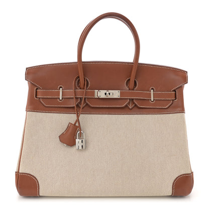 Hermes Toile Barenia Birkin 35 Fauve 1 of 12