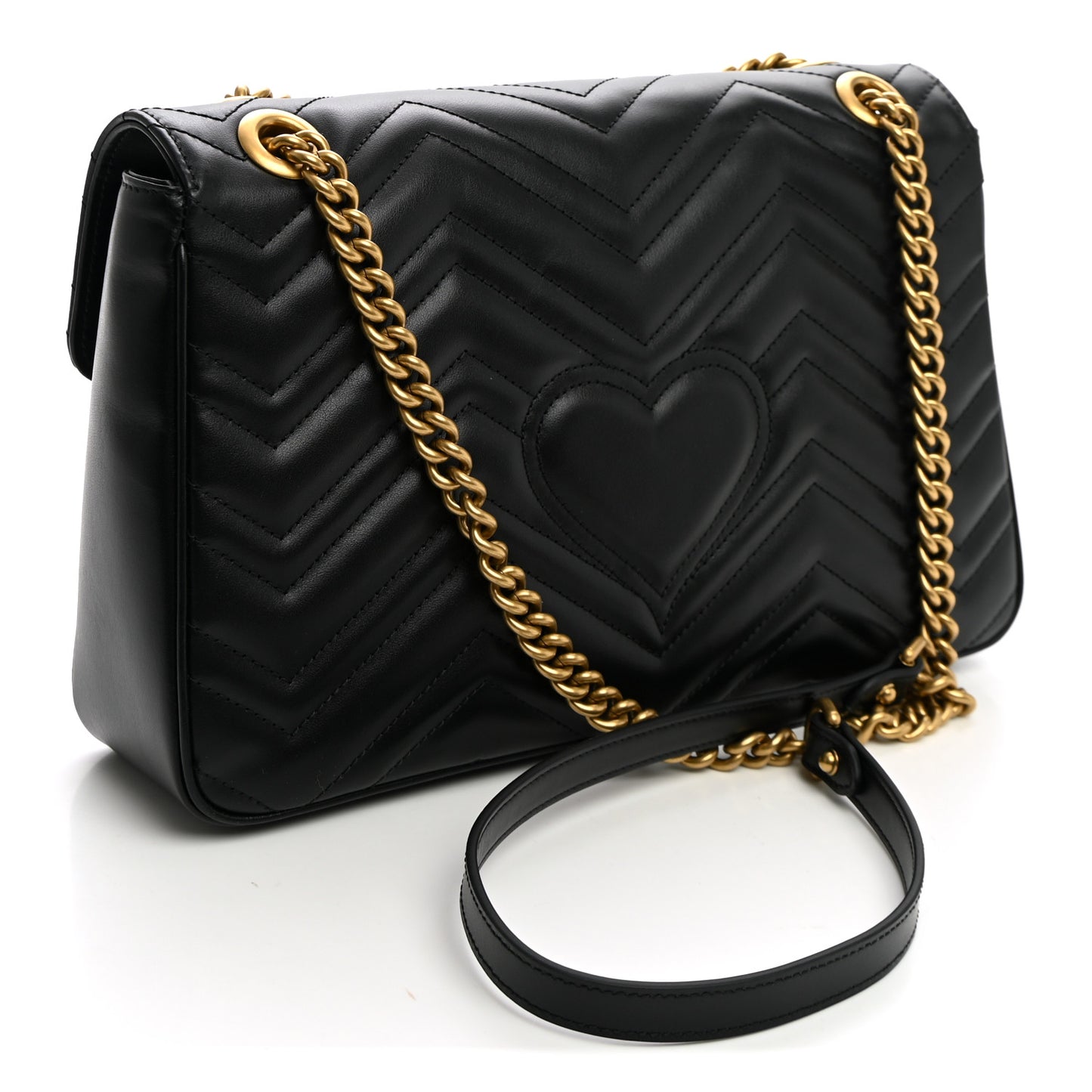 Calfskin Matelasse Medium GG Marmont Shoulder Bag Black