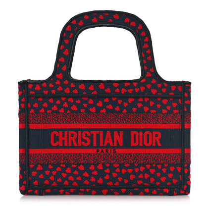 Christian Dior Canvas Embroidered Pop Heart I Love Paris Mini Book Tote Red Multicolor 1 of 7