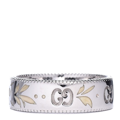 Gucci 18K White Gold Enamel Icon Blooms Ring 54 7 1 of 5