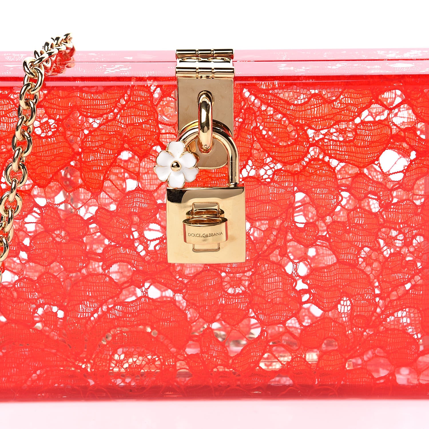 Dolce & Gabbana Plexiglass Lace Dolce Box Clutch Red 7 of 9