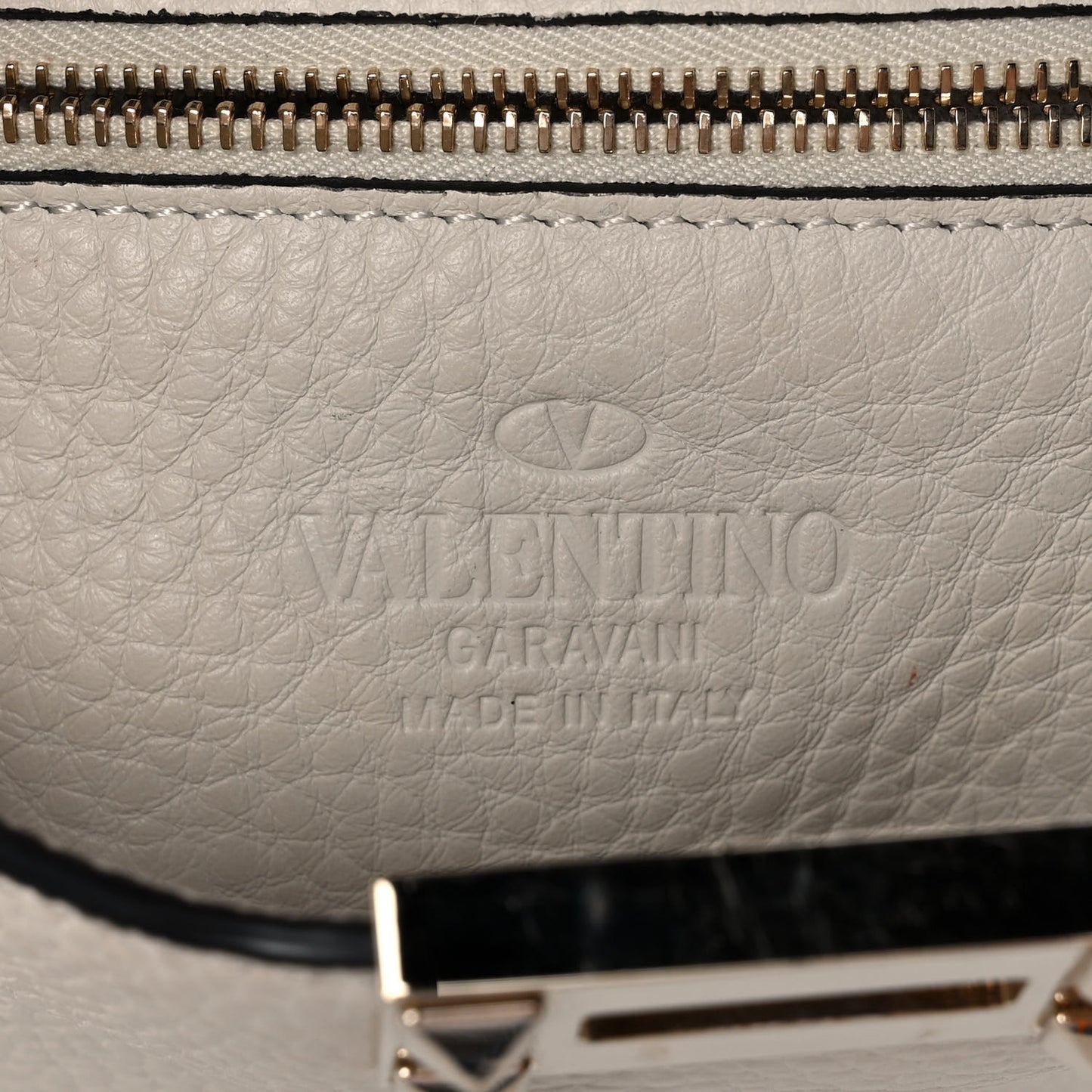 Pebbled Calfskin Mini Rockstud Flip-Lock Messenger Bag Light Ivory