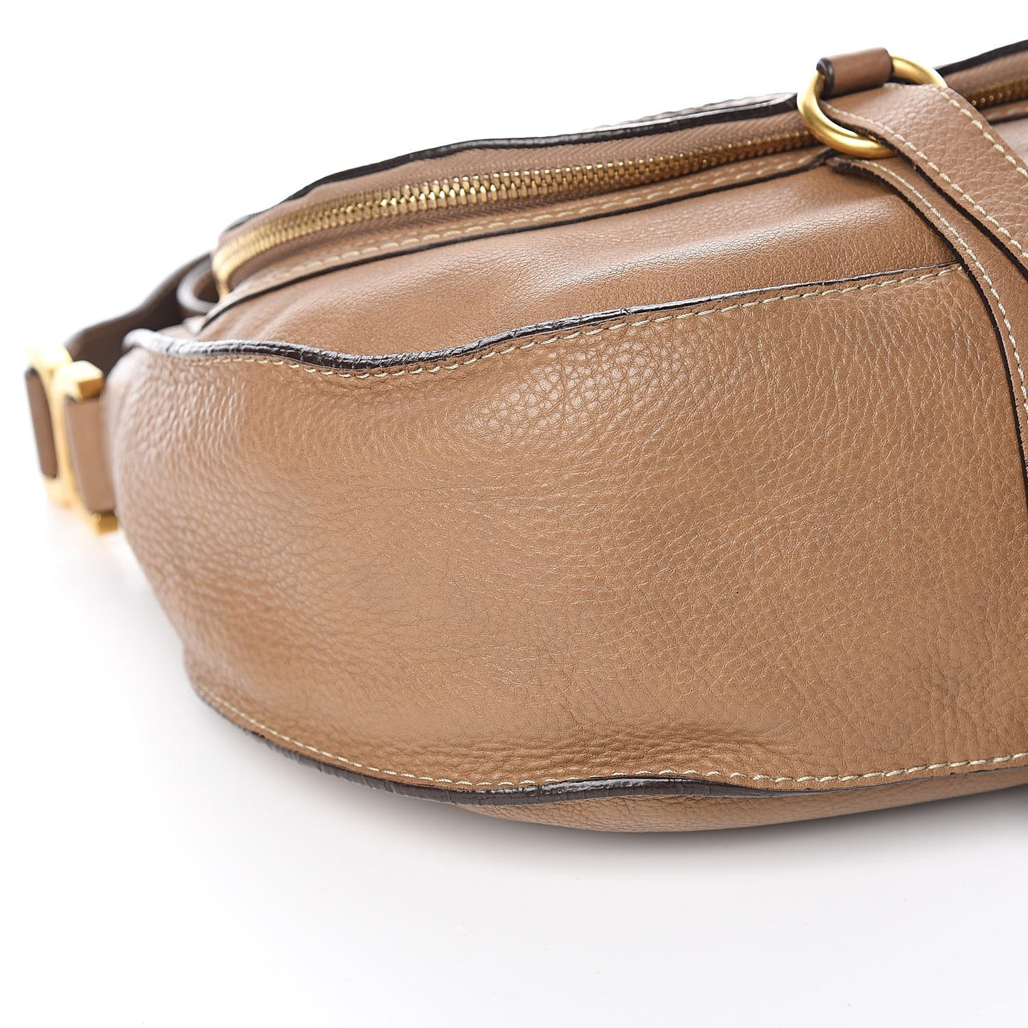 Calfskin Medium Marcie Round Zip Crossbody Bag Nut