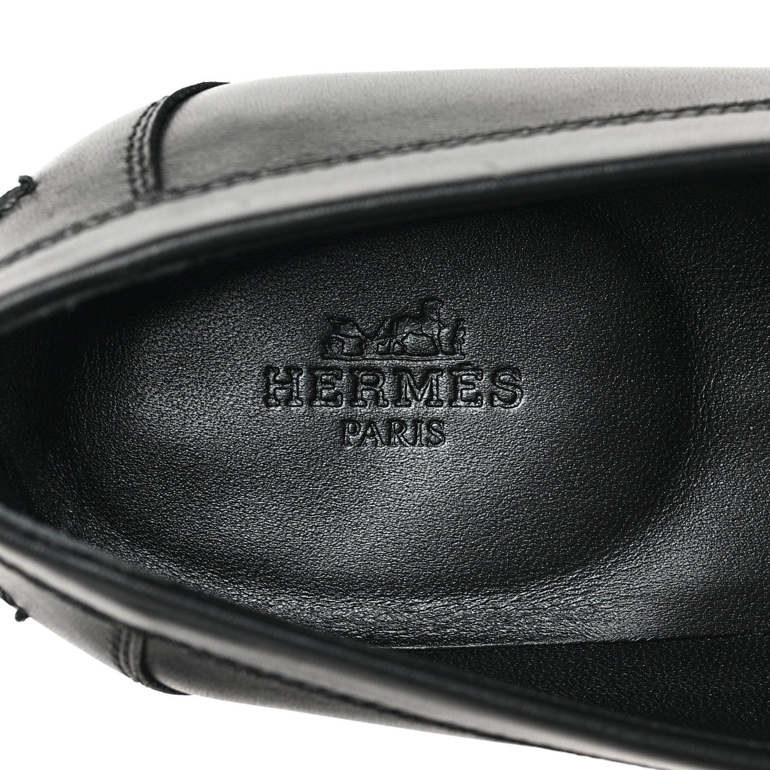 Hermes Calfskin Womens Destin Loafer 37.5 Black 7 of 8