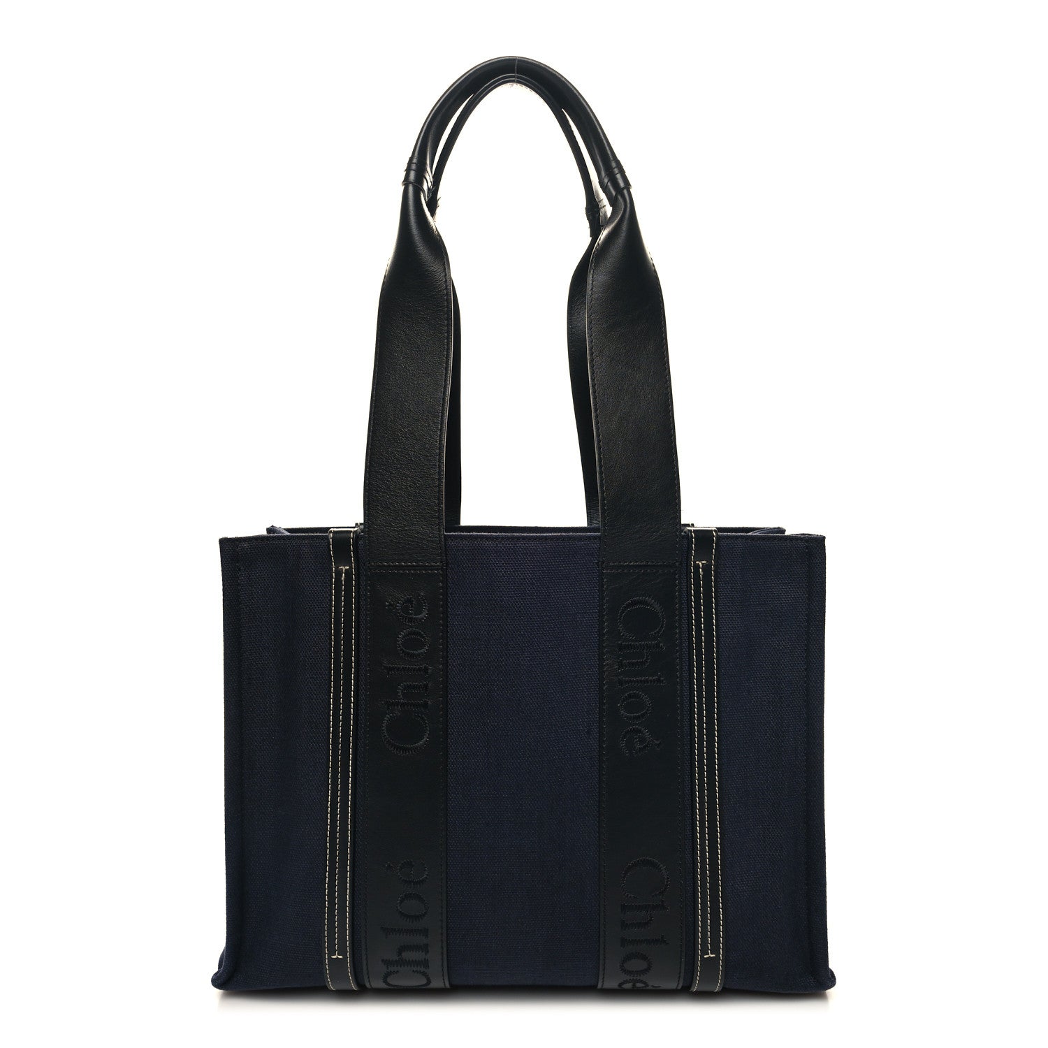 Chloe Calfskin Linen Medium Woody Tote Deep Denim 1 of 11