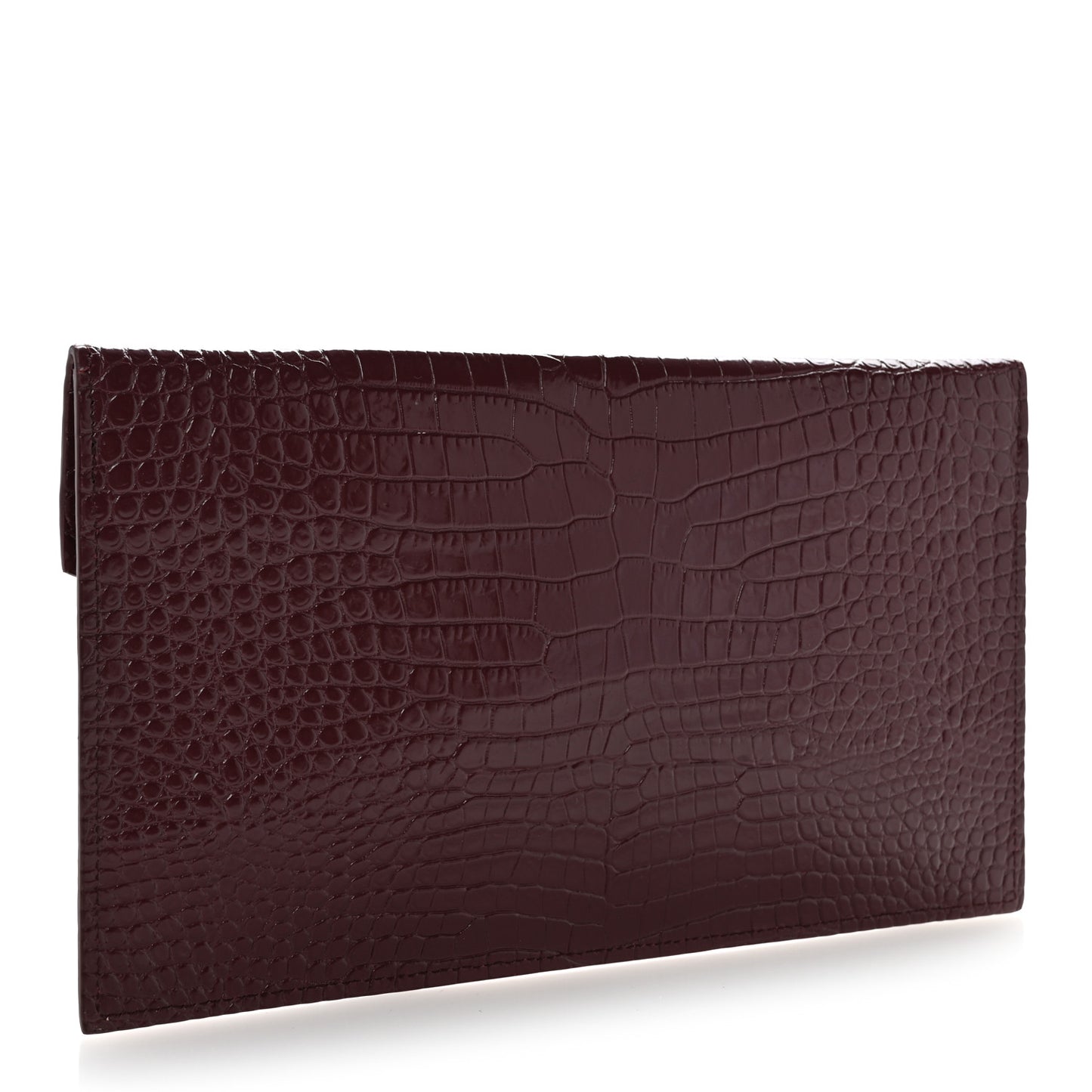 Calfskin Crocodile Embossed Uptown Monogram Clutch Rouge Legion