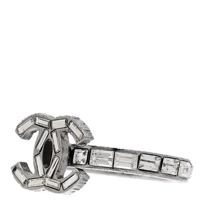 Chanel Crystal Baguette CC Ring 52 6 Silver 3 of 5