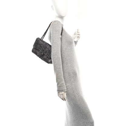Chanel Metallic Snakeskin Medium Double Flap Black Silver 2 of 11