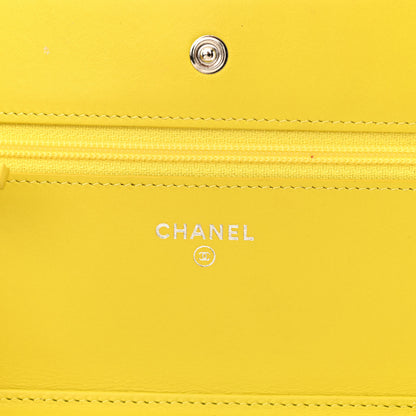 Chanel Velvet Quilted Wallet On Chain WOC Yellow 6 of 15