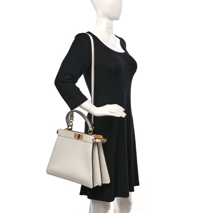 Fendi X VERSACE Vitello Seta Nappa Fendace FF Baroque Medium Peekaboo I SEE U Satchel White Ice 2 of 9