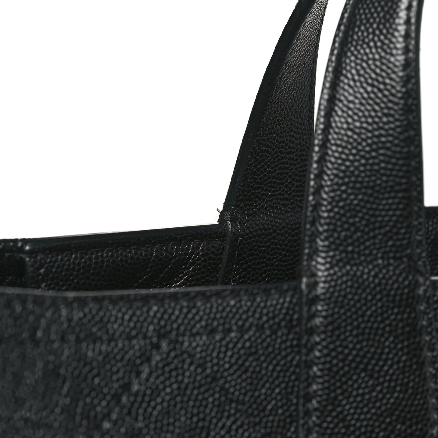Caviar Stitched Large Lady Coco Shopping Tote Black