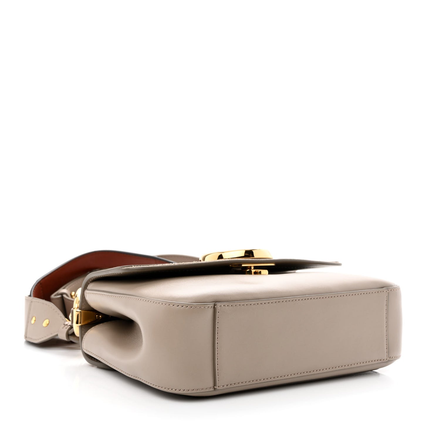 Shiny Calfskin Suede Small C Double Carry Bag Motty Grey