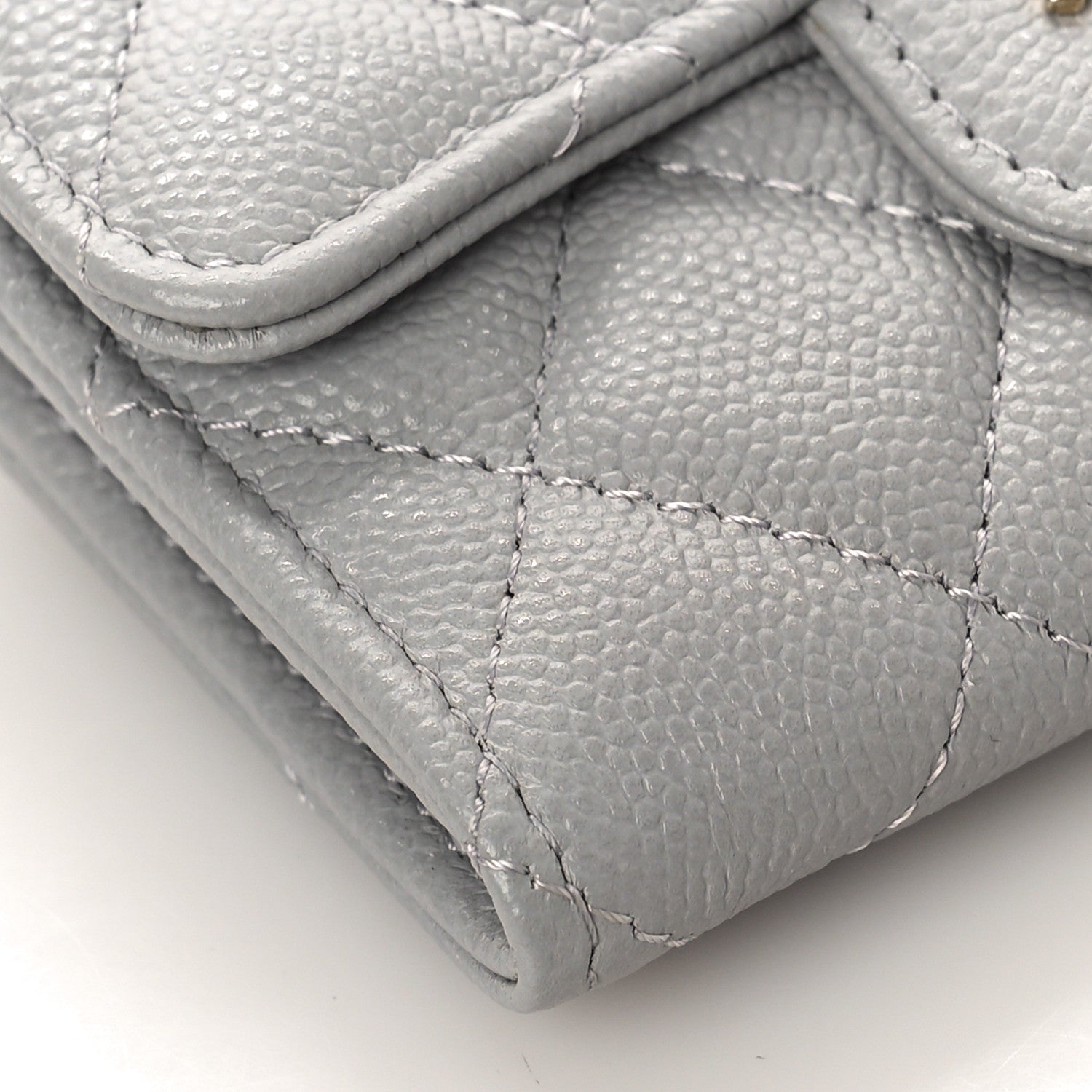 Chanel Caviar Quilted Flap Card Holder Wallet Grey 8 of 10