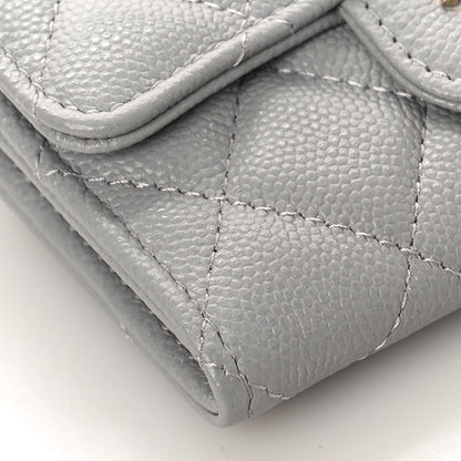 Chanel Caviar Quilted Flap Card Holder Wallet Grey 8 of 10