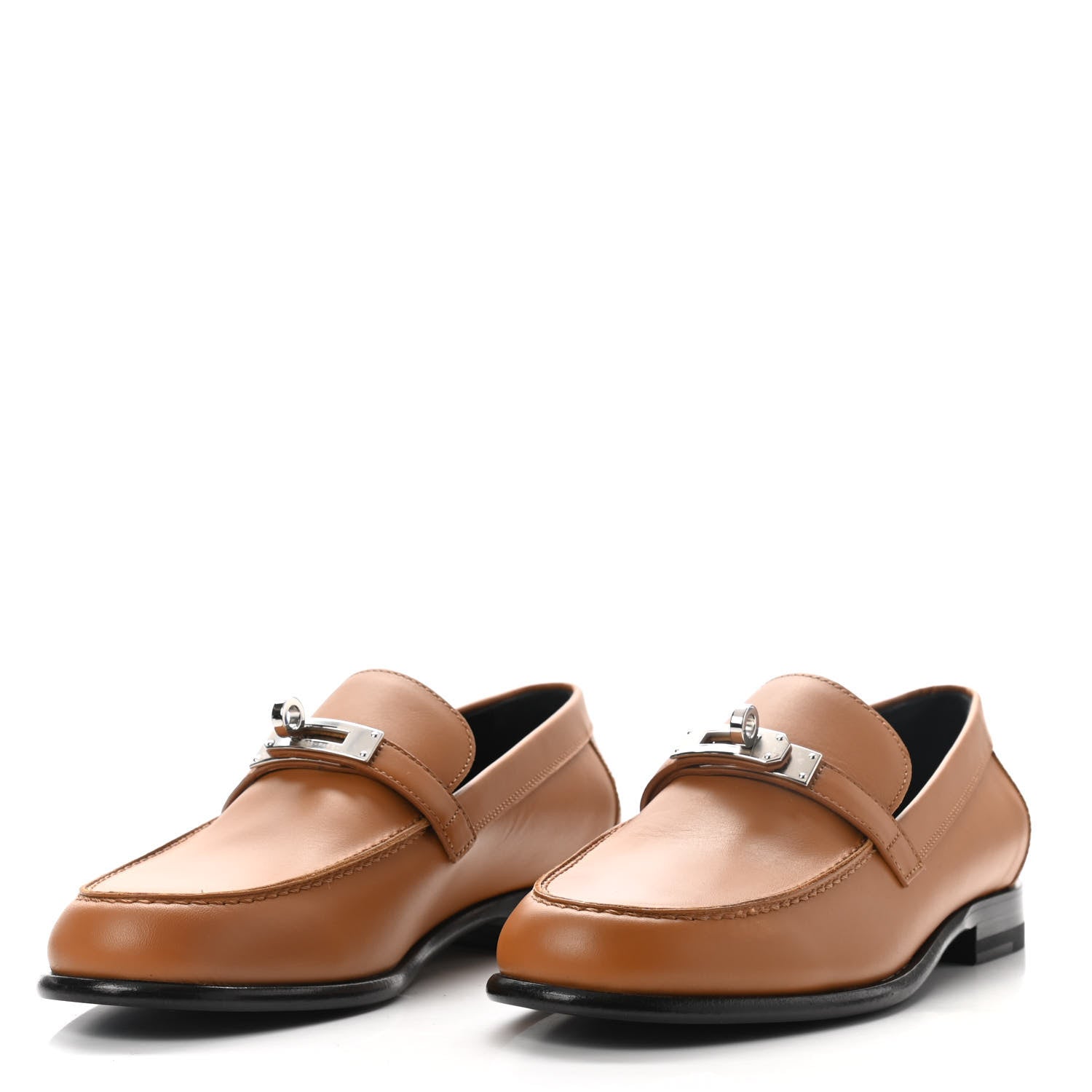 Hermes Calfskin Womens Destin Loafer 37.5 Naturel 2 of 8