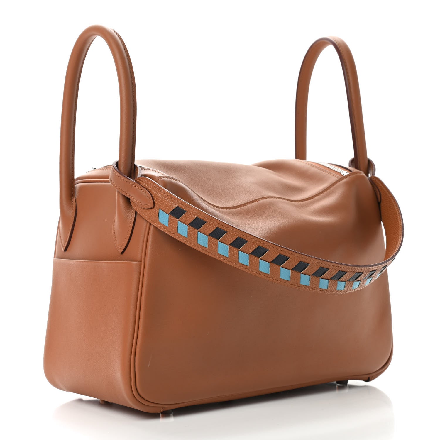 Hermes Swift Epsom Lindy 26 Tressage De Cuir Gold Bleu Du Nord 2 of 9