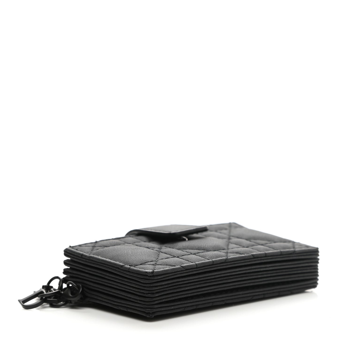 Ultra Matte Calfskin Cannage Lady Dior 5-Gusset Card Holder Black