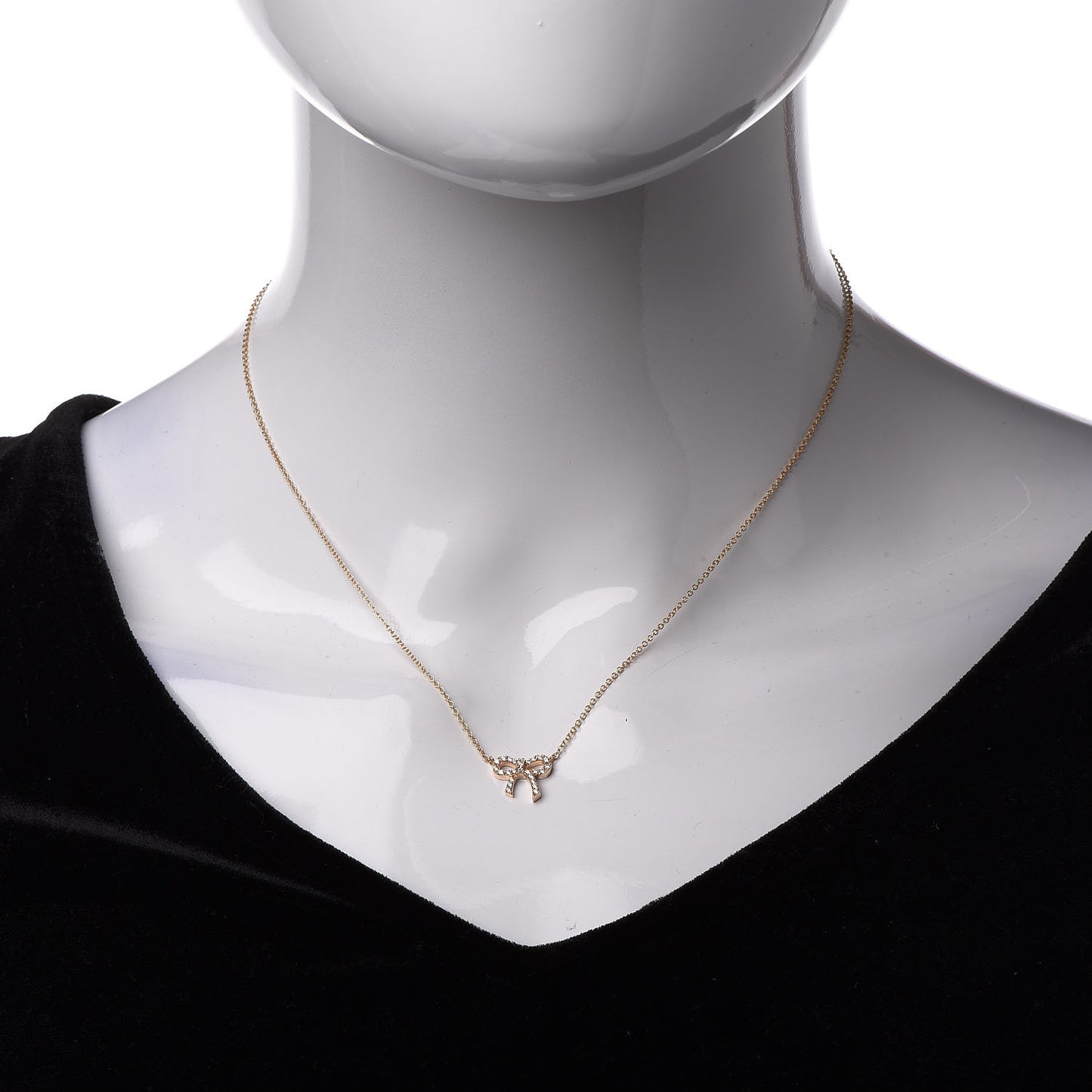 18K Yellow Gold Diamond Bow Pendant Necklace