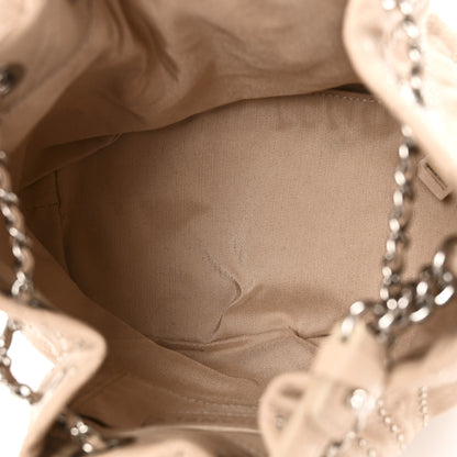 Chanel Calfskin Studded Chevron Quilted Small Stud Wars Drawstring Bag Beige 5 of 10