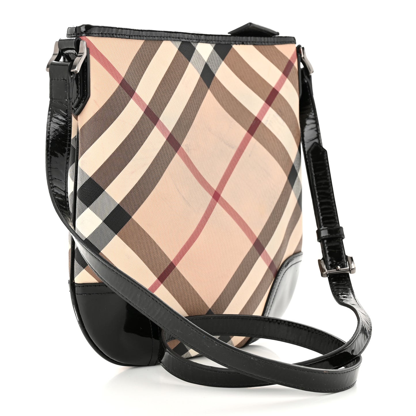 Patent Nova Check Dryden Crossbody Bag Black