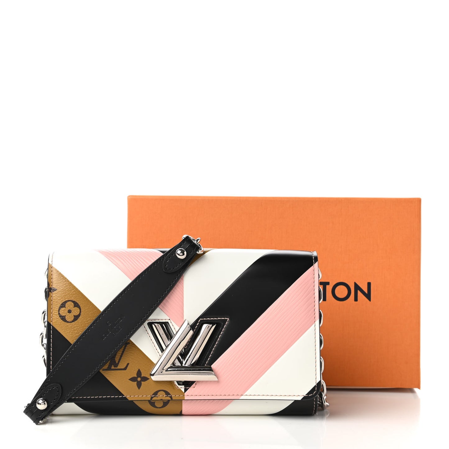 Epi Reverse Monogram Twist Chain Wallet Rose Ballerine