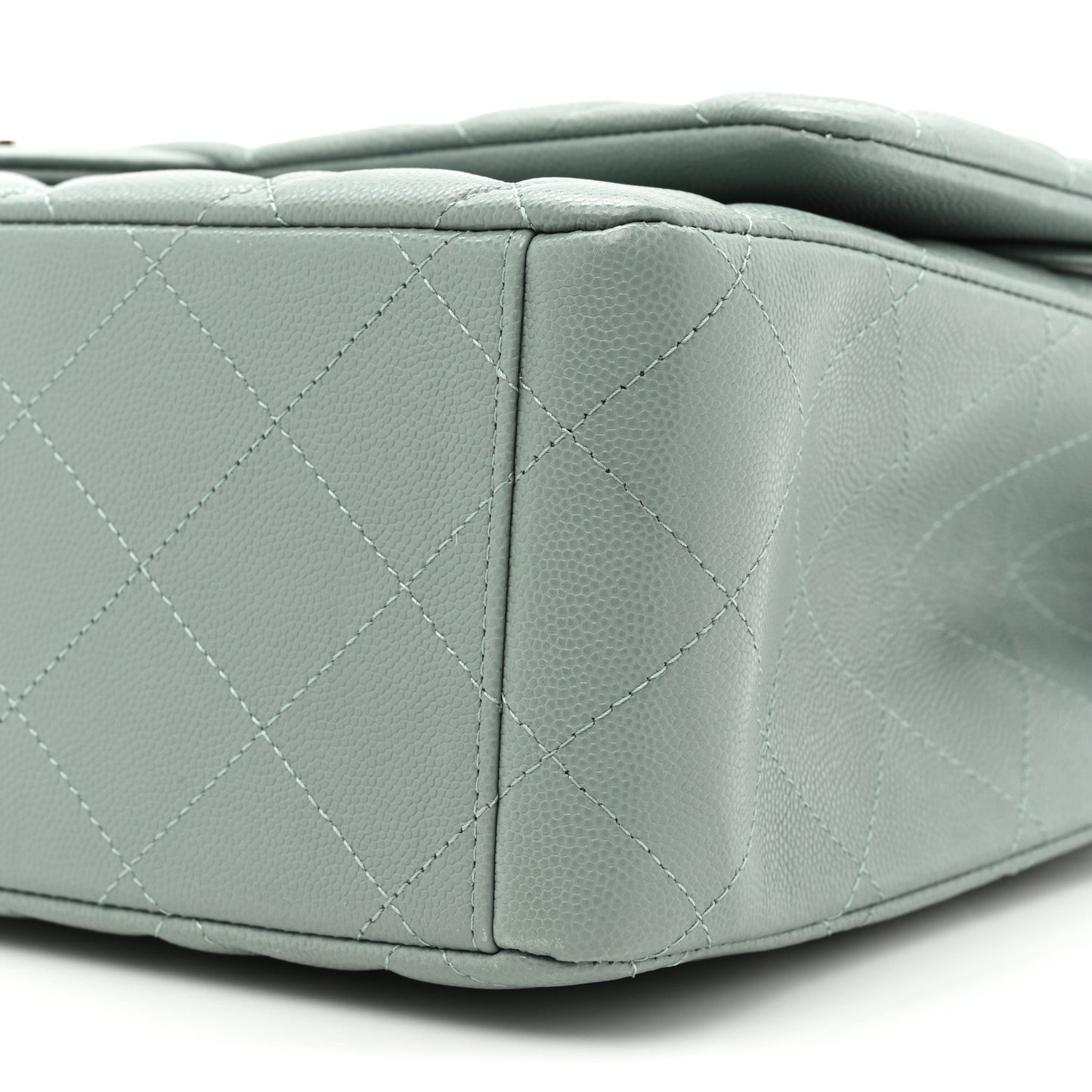 Caviar Quilted Maxi Double Flap Light Blue