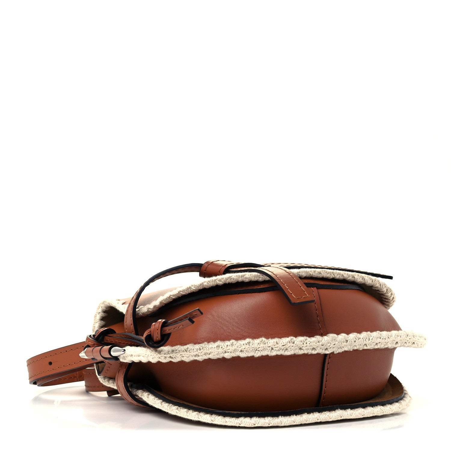 Loewe Calfskin Crochet Trim Small Gate Crossbody Bag Tan 4 of 10