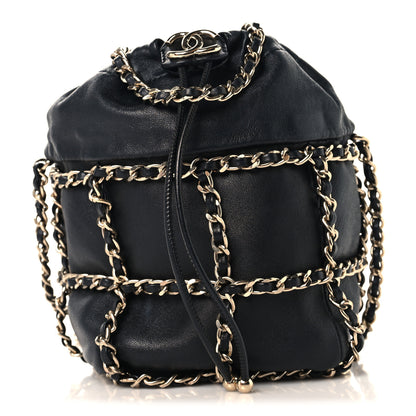 Chanel Lambskin Bucket Chain Drawstring Bag Black 1 of 10