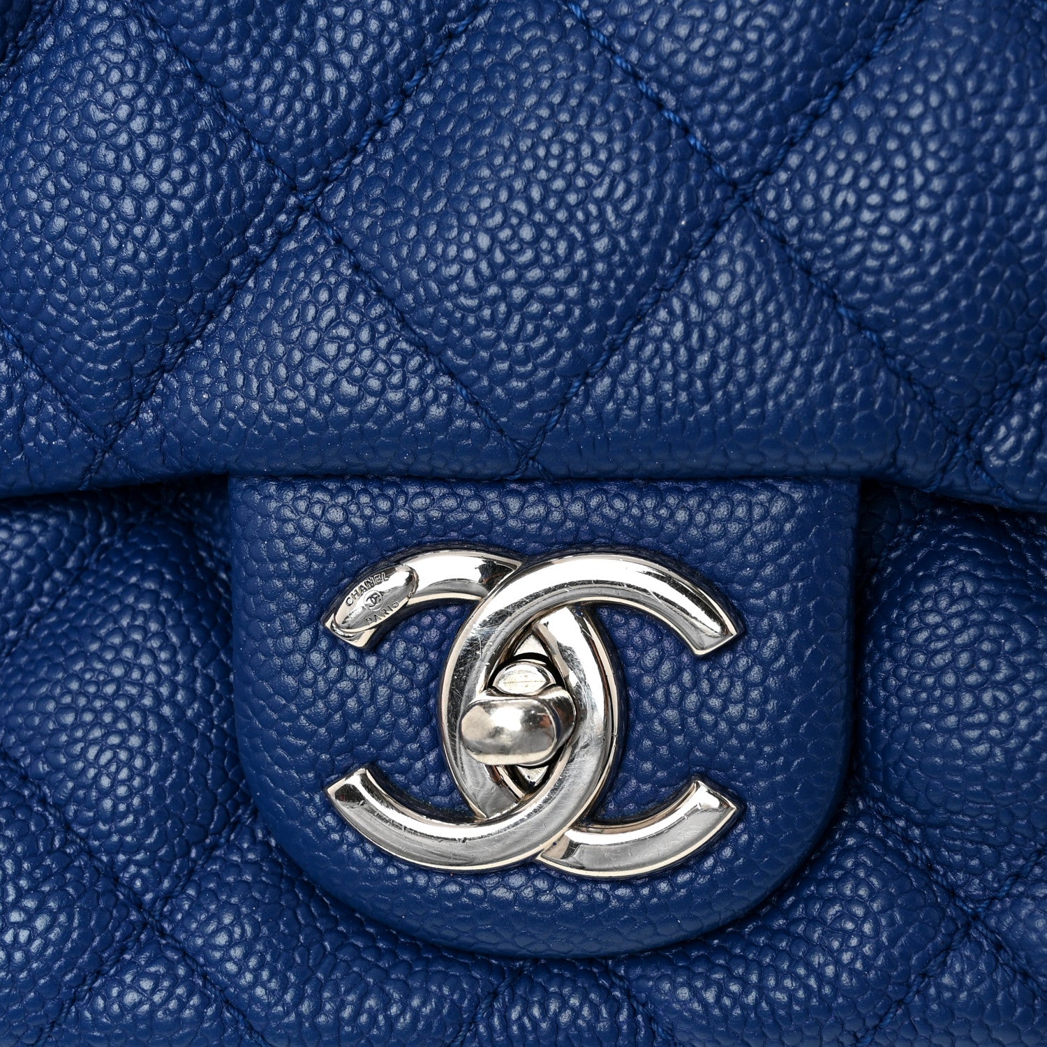 Chanel Caviar Quilted Medium Easy Flap Blue 11 of 12