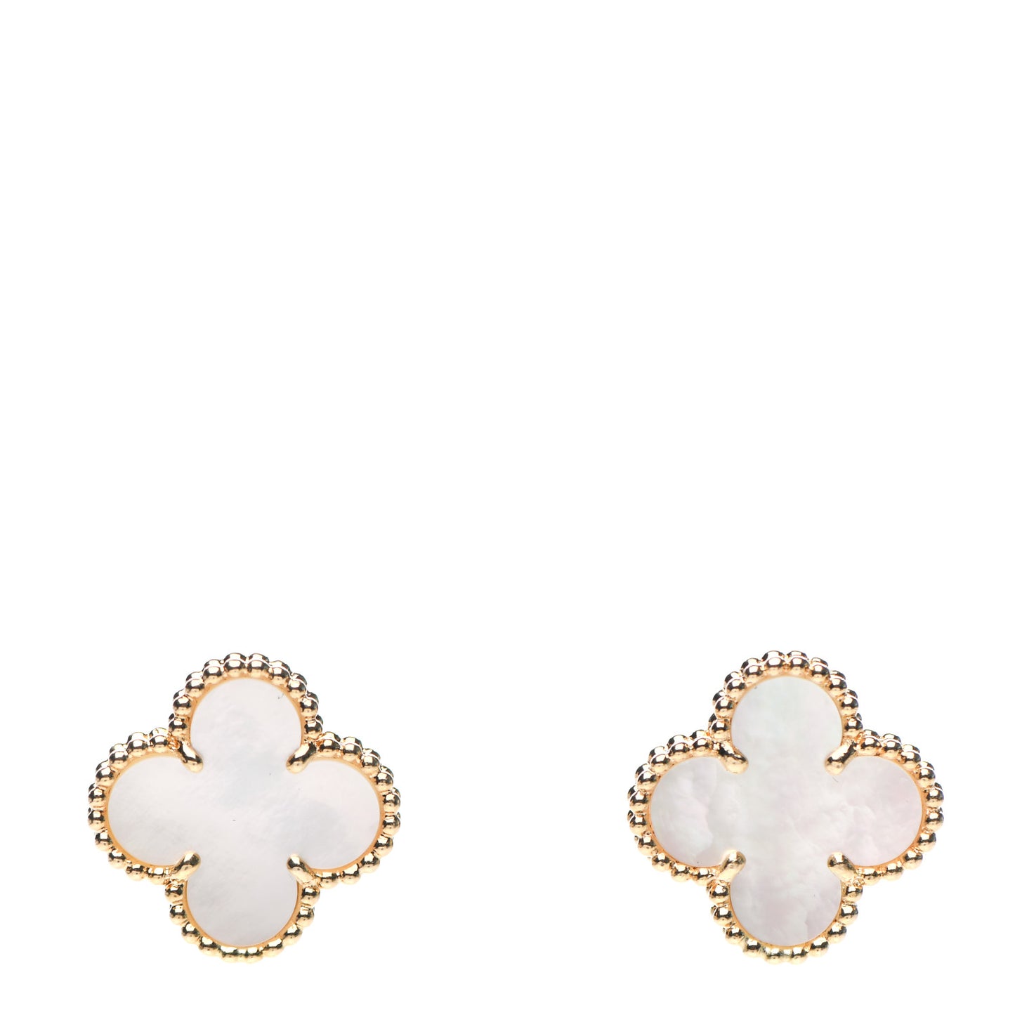 18K Yellow Gold Mother of Pearl Vintage Alhambra Earrings
