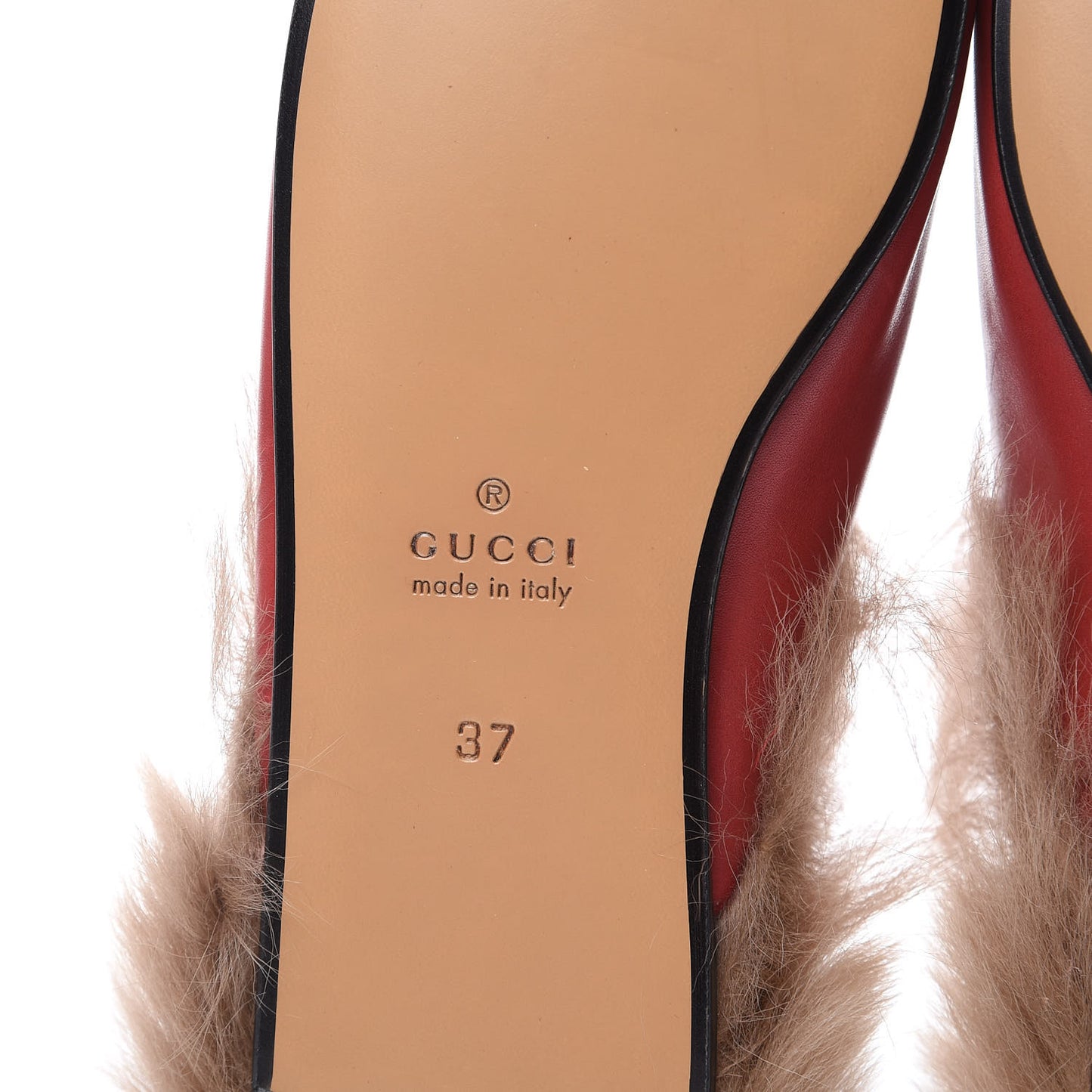 Betis Glamour Calfskin Fur Womens Princetown Slippers 37 Hibiscus Red Naturale