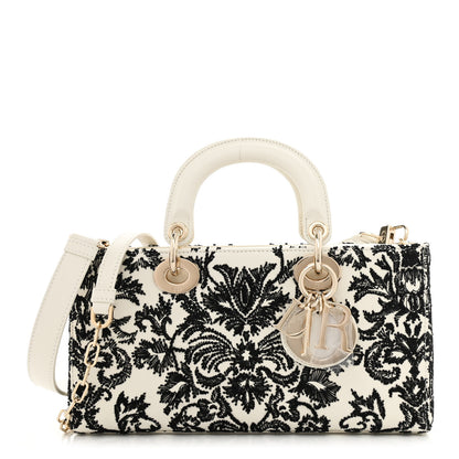 Christian Dior Calfskin Embroidered Lady D-Joy White Black 1 of 12