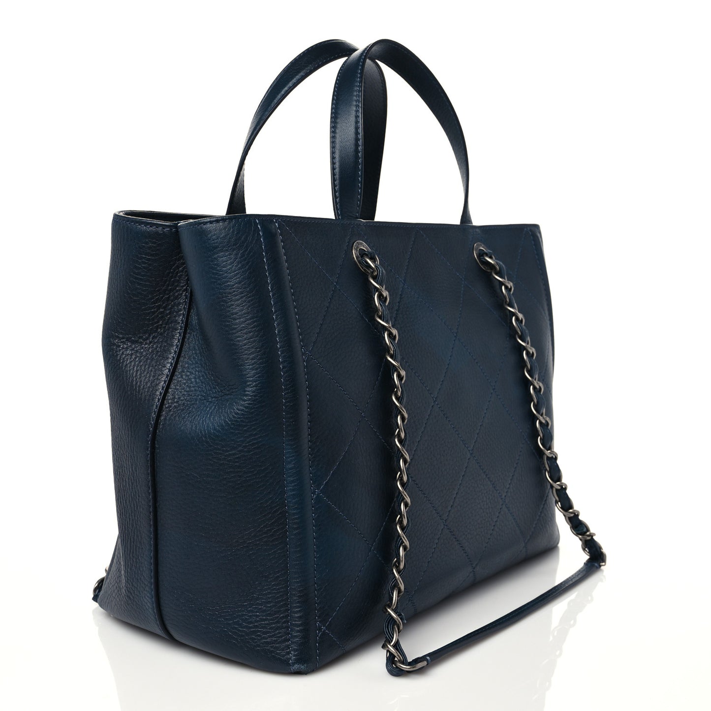 Deerskin Stitched Medium CC Shopping Tote Navy