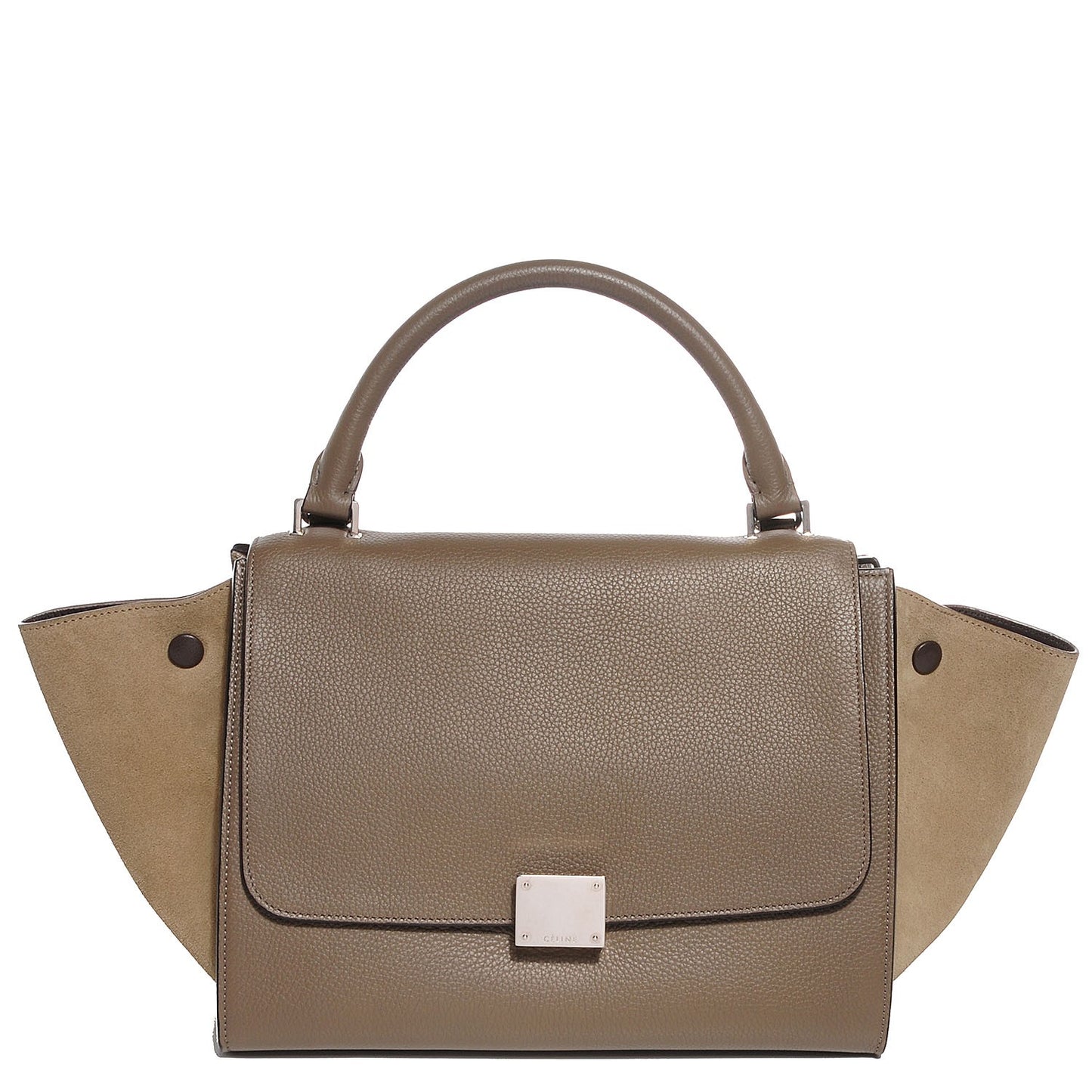 Drummed Calfskin Suede Small Trapeze Dune