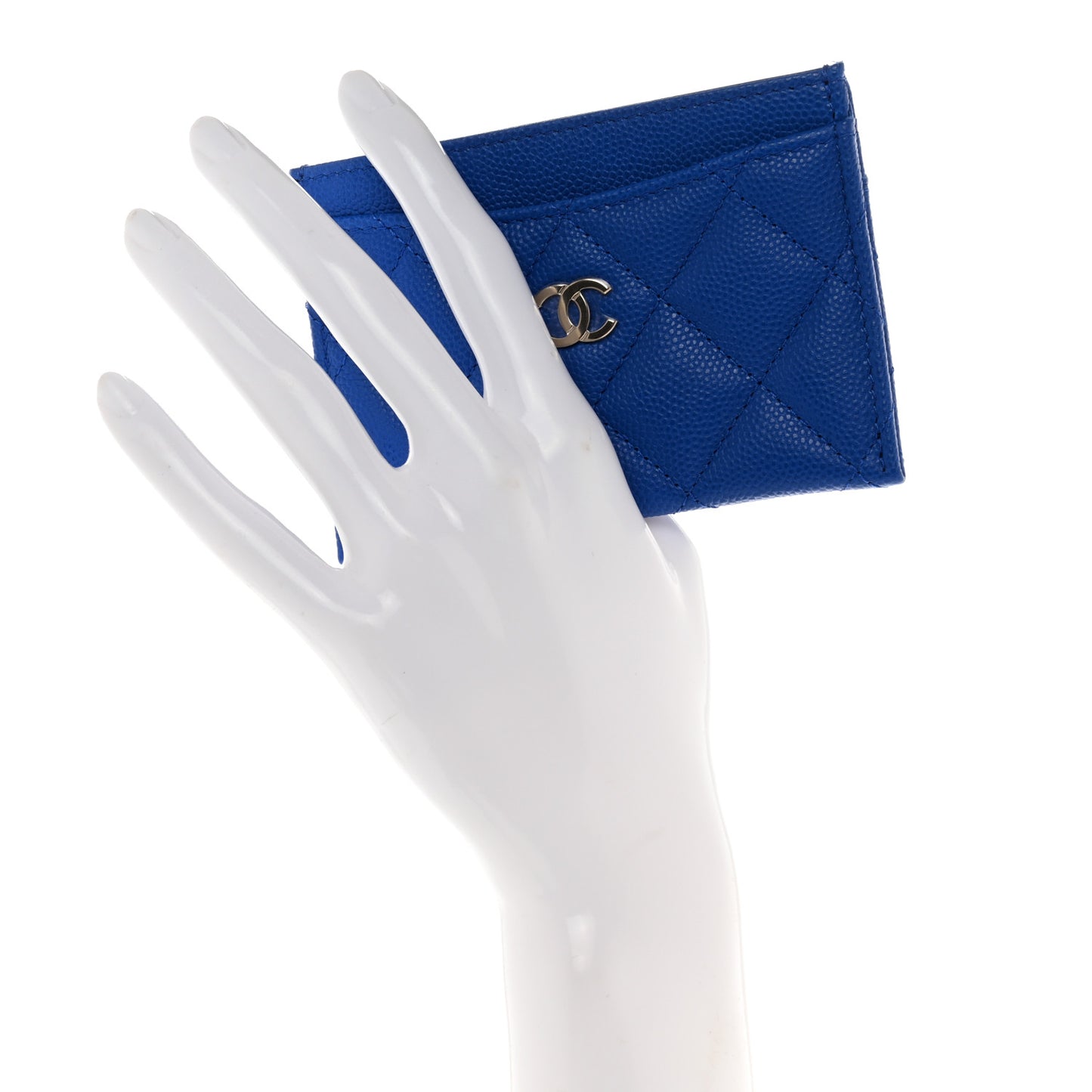 Caviar Quilted Card Holder Blue