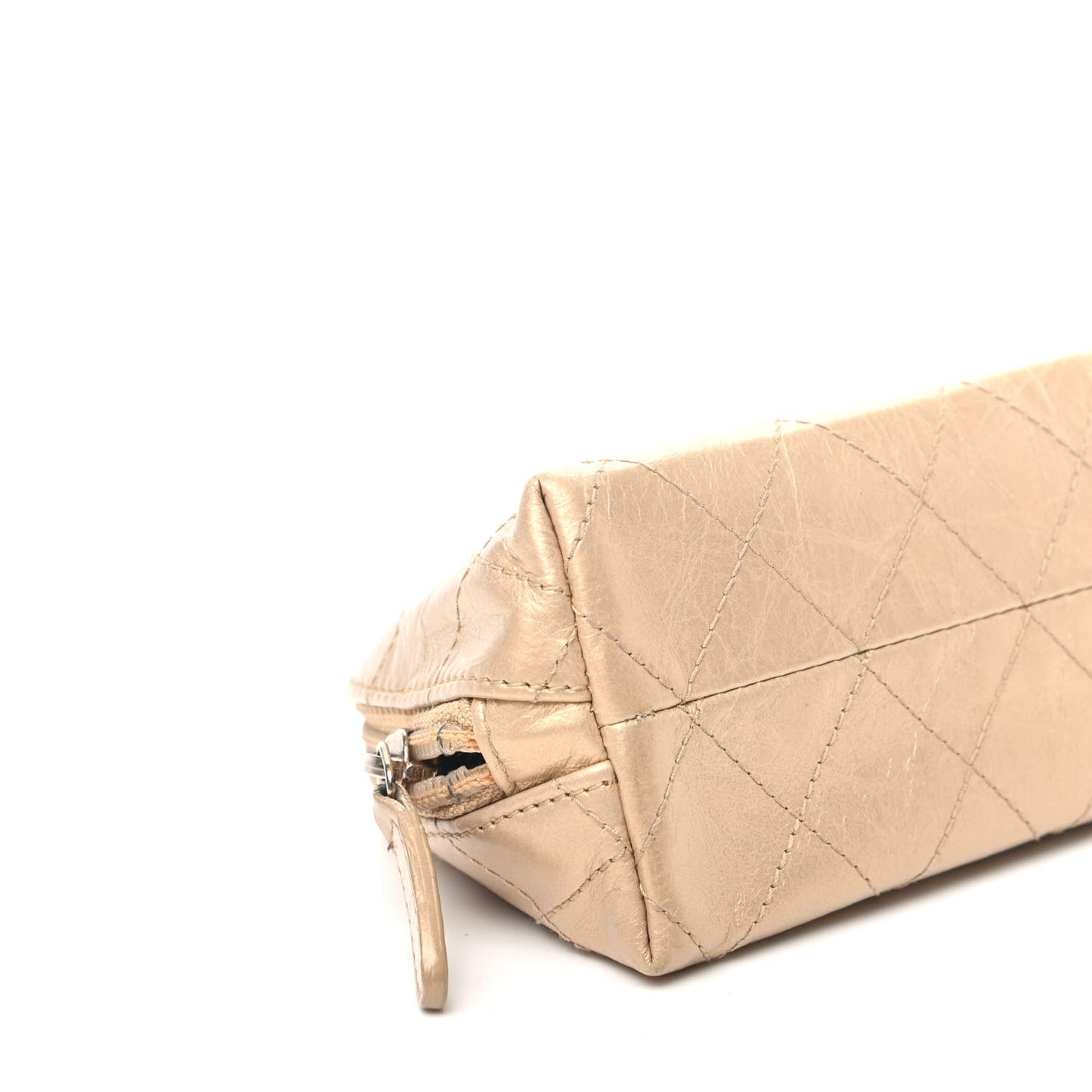 Metallic Aged Calfskin Quilted Palette Cosmetic Case Gold