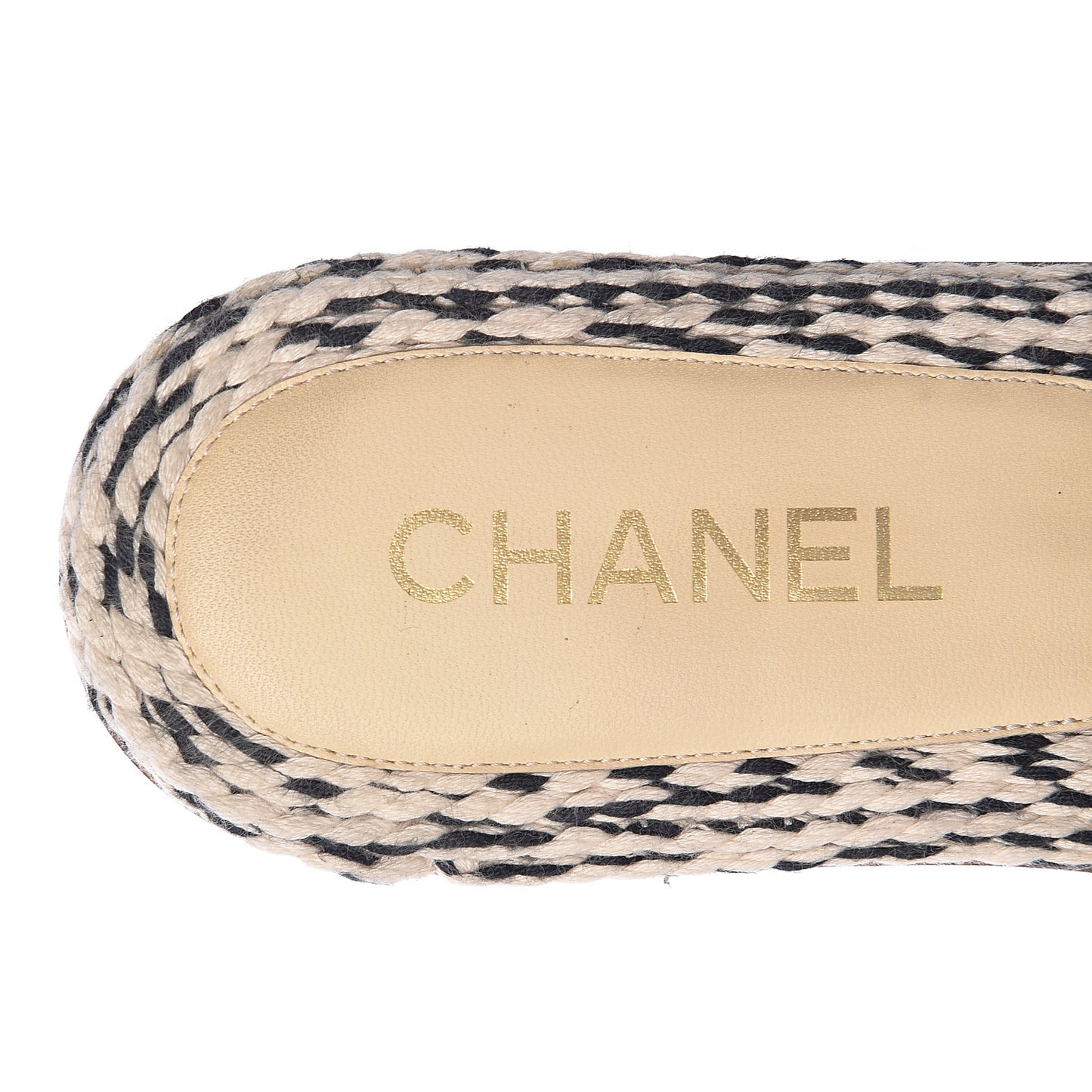 Cord CC Slip On Sandals 37 Beige Black