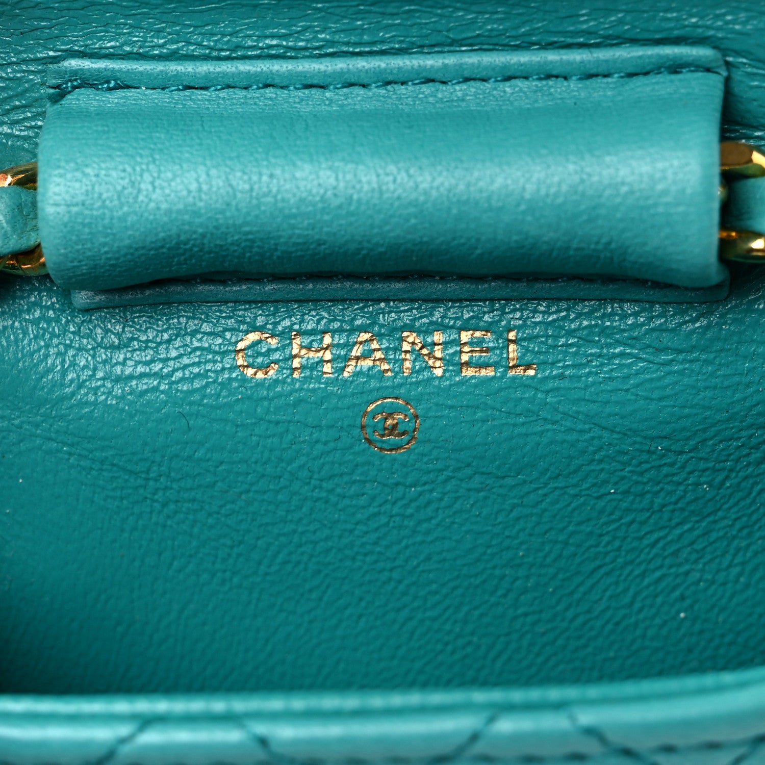 Chanel Lambskin Quilted Mini Pouch Bag Charm Keychain Turquoise 6 of 16