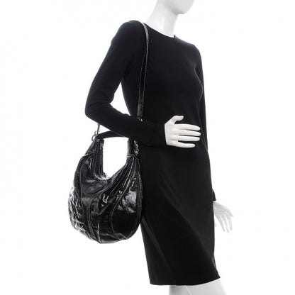 Gucci Patent Calfskin Medium Snow Glam Hobo Black 3 of 10